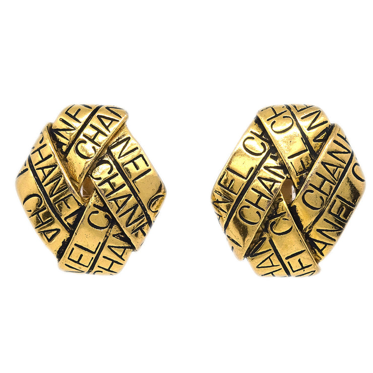 Chanel Rhombus Earrings Clip-On Gold 96P