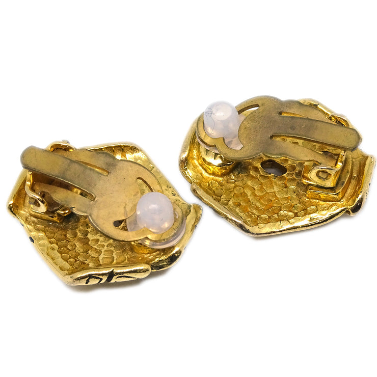 Chanel Rhombus Earrings Clip-On Gold 96P