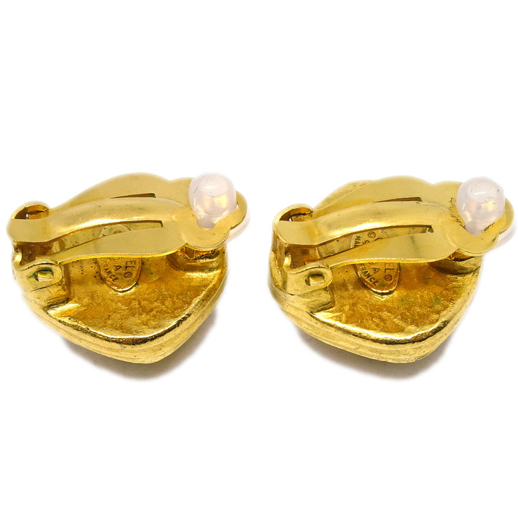 Chanel Rhombus Earrings Clip-On Gold 97A