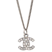 Chanel CC Chain Necklace Pendant Rhinestone Silver 08V