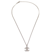 Chanel CC Chain Necklace Pendant Rhinestone Silver 08V