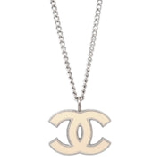 Chanel Chain Necklace Silver White 06P