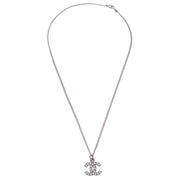 Chanel CC Chain Necklace Pendant Rhinestone Silver 07V