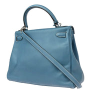 Hermes 2006 Blue Jean Swift Kelly 28 Retourne 2way Shoulder Handbag