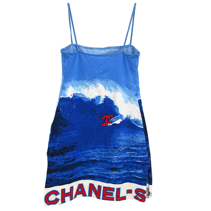 Chanel 2002 Surf Line Camisole Top Blue #36