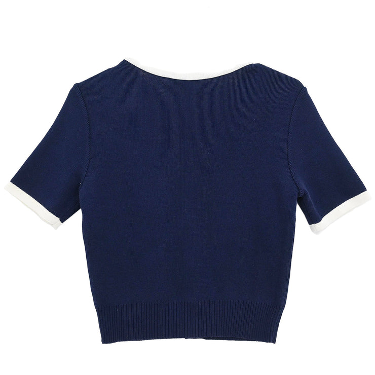 Chanel Short Sleeve Cardigan Navy #38