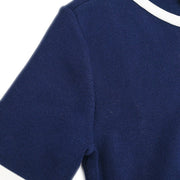 Chanel Short Sleeve Cardigan Navy #38