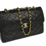 Chanel 1986-1988 Black Lambskin Paris Double Flap Shoulder Bag