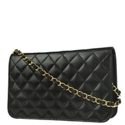 Chanel 2008-2009 Black Lambskin Turnlock Small Full Flap Shoulder Bag