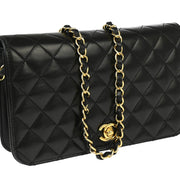 Chanel 2008-2009 Black Lambskin Turnlock Small Full Flap Shoulder Bag