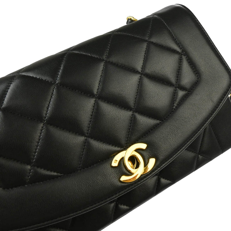 Chanel 1991-1994 Black Lambskin Small Diana Shoulder Bag