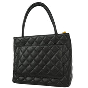 Chanel 2001-2003 Black Caviar Medallion Tote Handbag