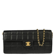 Chanel 2000-2001 Black Lambskin East West Choco Bar Shoulder Bag