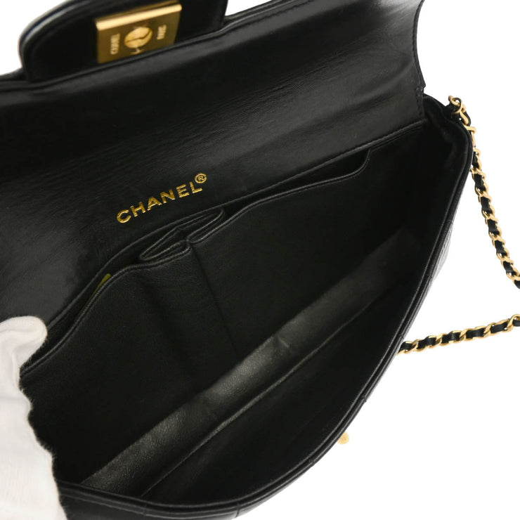 Chanel 2000-2001 Black Lambskin East West Choco Bar Shoulder Bag