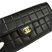 Chanel 2000-2001 Black Lambskin East West Choco Bar Shoulder Bag