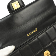 Chanel 2000-2001 Black Lambskin East West Choco Bar Shoulder Bag