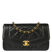 Chanel 1996-1997 Black Lambskin Small Diana Shoulder Bag