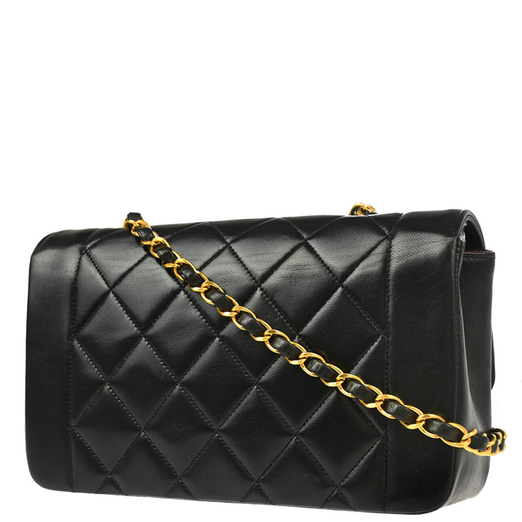 Chanel 1996-1997 Black Lambskin Small Diana Shoulder Bag