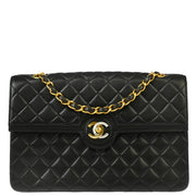 Chanel 1996-1997 Black Lambskin Paris Shoulder Bag