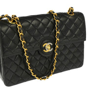 Chanel 1996-1997 Black Lambskin Paris Shoulder Bag