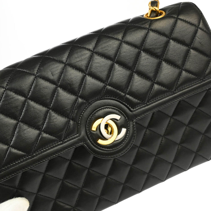 Chanel 1996-1997 Black Lambskin Paris Shoulder Bag