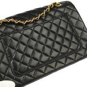 Chanel 1996-1997 Black Lambskin Paris Shoulder Bag