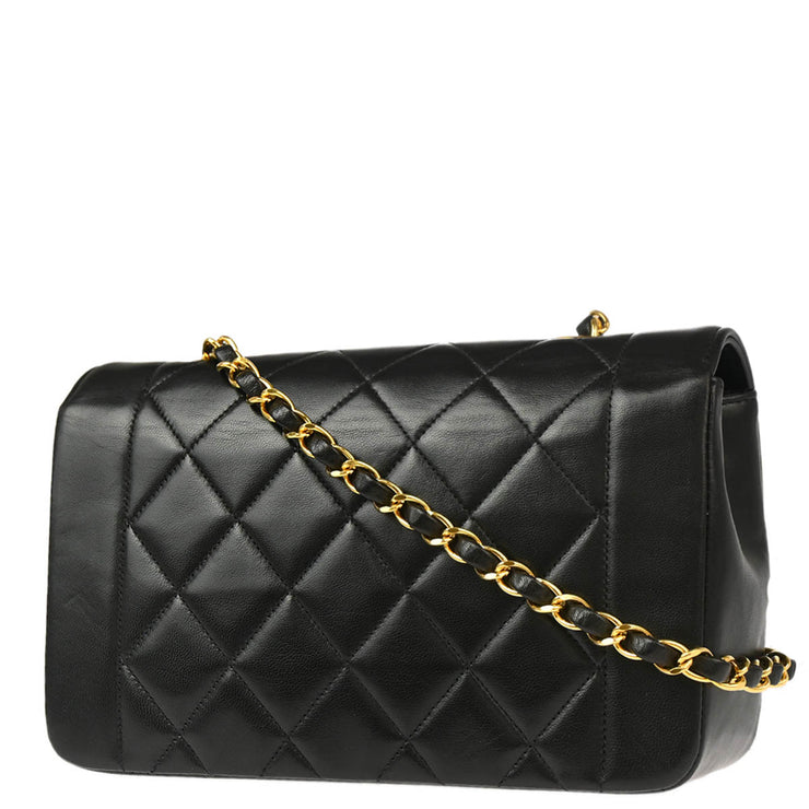 Chanel 1996-1997 Black Lambskin Small Diana Shoulder Bag