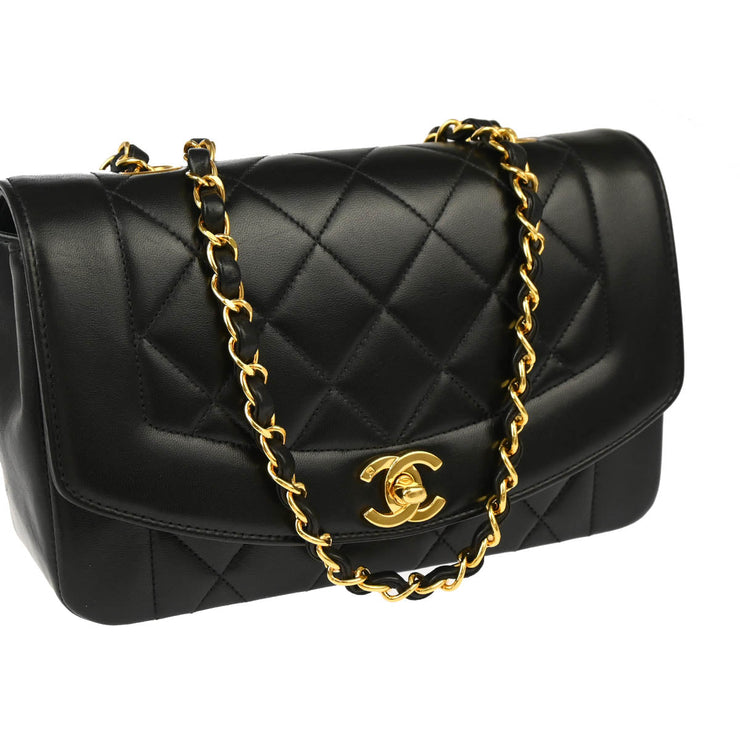 Chanel 1996-1997 Black Lambskin Small Diana Shoulder Bag