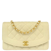 Chanel 1994-1996 Ivory Caviar Medium Diana Shoulder Bag