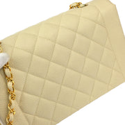 Chanel 1994-1996 Ivory Caviar Medium Diana Shoulder Bag