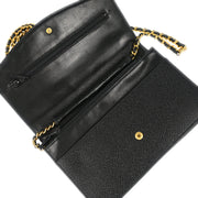 Chanel 1997-1999 Black Caviar Timeless WOC Shoulder Wallet Bag