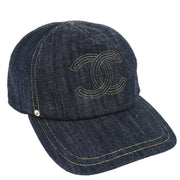 Chanel Denim Cap Hat Indigo #M Small Good