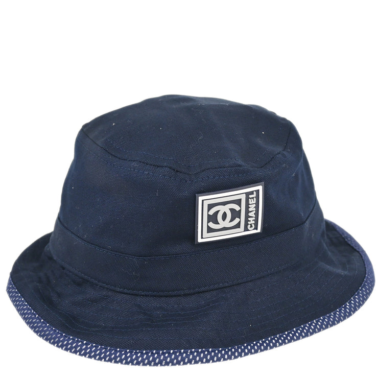 Chanel Navy Sport Line Bucket Hat #M Small Good