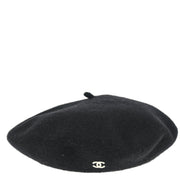 Chanel Black Hat Beret #57 Small Good