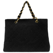 Chanel 1994-1996 Black Velvet Tote Handbag