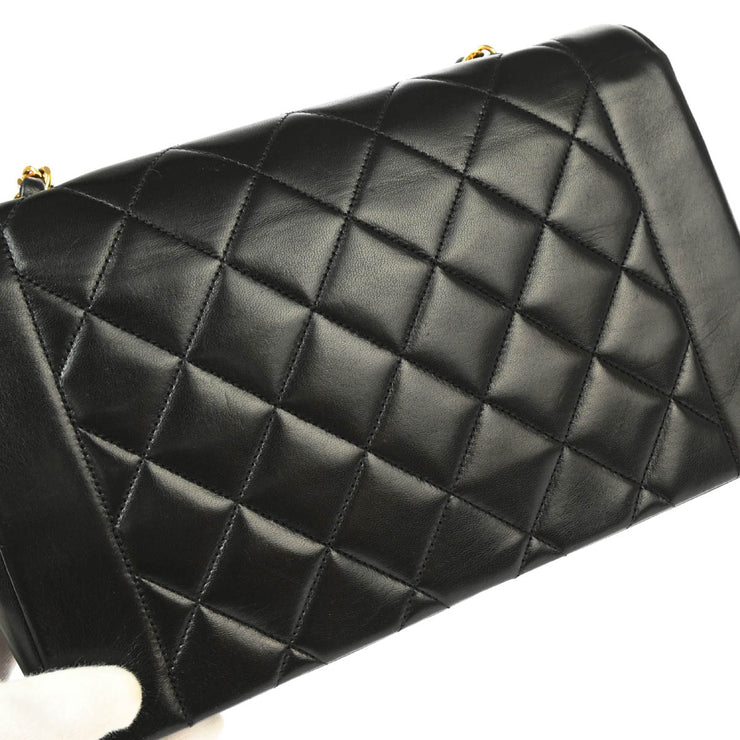 Chanel 1994-1996 Black Lambskin Medium Diana Shoulder Bag