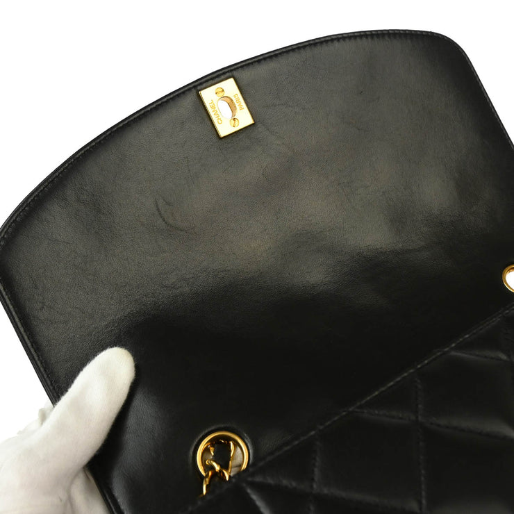 Chanel 1994-1996 Black Lambskin Medium Diana Shoulder Bag