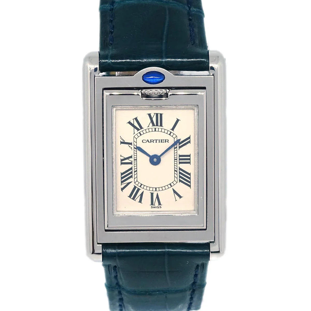 Cartier * Tank Basculante SM Ref.W1011158 Quartz Watch SS Crocodile