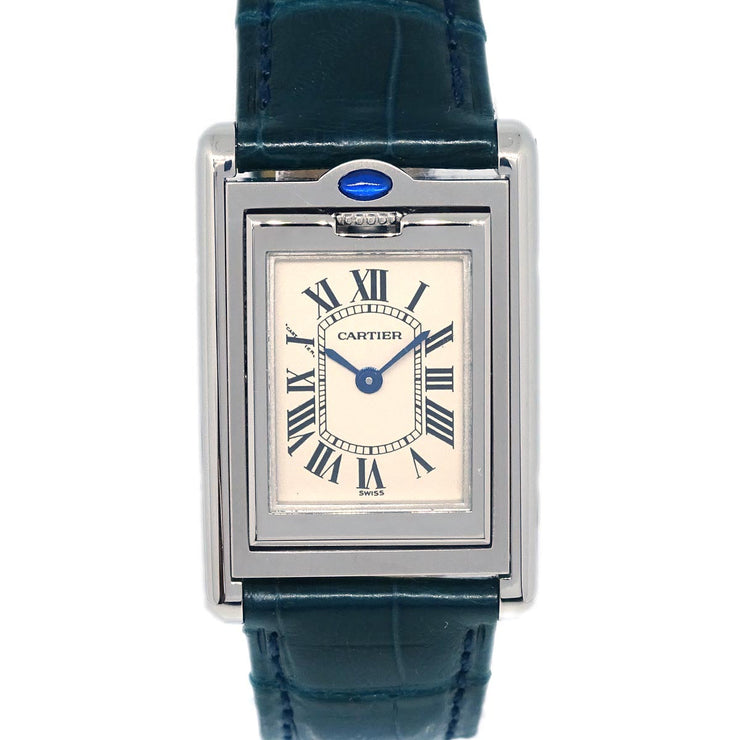 Cartier Tank Basculante SM Ref.W1011158 Quartz Watch SS Crocodile