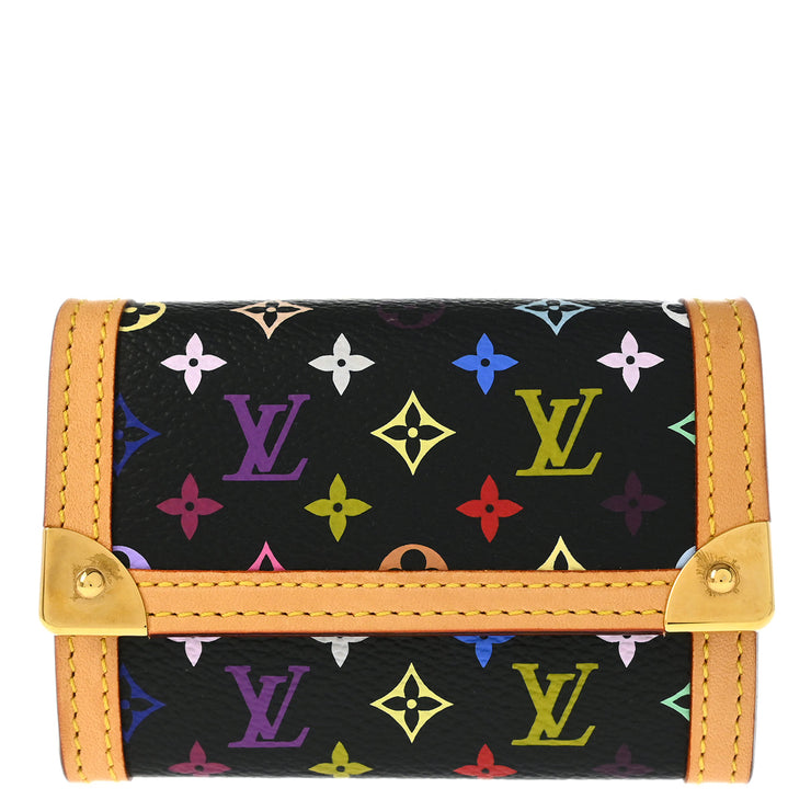 Louis Vuitton 2006 Black Multicolor Porte Monnaie Plat Wallet M92656