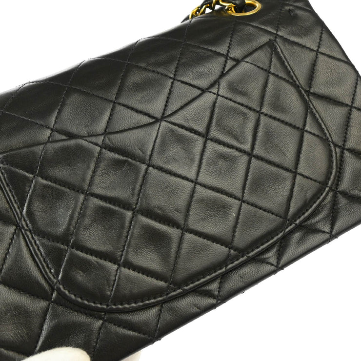 Chanel 1994-1996 Black Lambskin Small Classic Double Flap Shoulder Bag