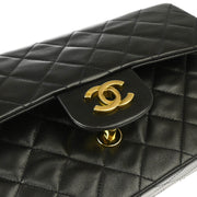 Chanel 1994-1996 Black Lambskin Small Classic Double Flap Shoulder Bag