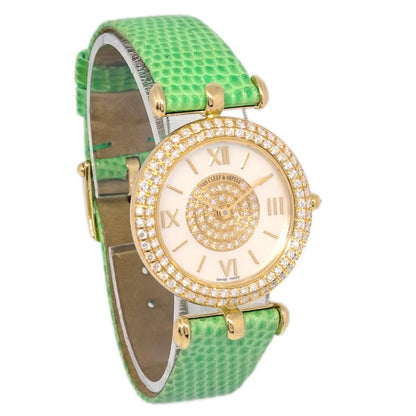 Van Cleef & Arpels * YG Diamond Ref.13343B2 Quartz Watch 18KYG Lizard