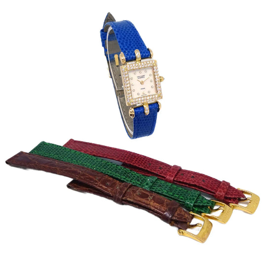 Van Cleef & Arpels * Ref.131964 YG Diamond Quartz Watch 18KYG Blue