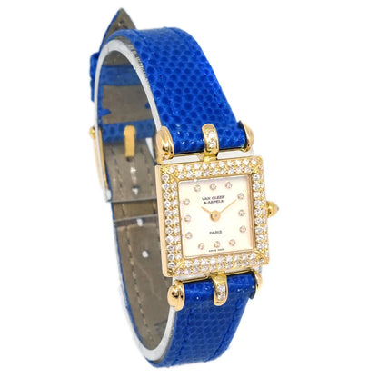 Van Cleef & Arpels * Ref.131964 YG Diamond Quartz Watch 18KYG Blue