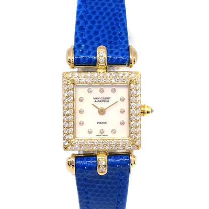 Van Cleef & Arpels * Ref.131964 YG Diamond Quartz Watch 18KYG Blue