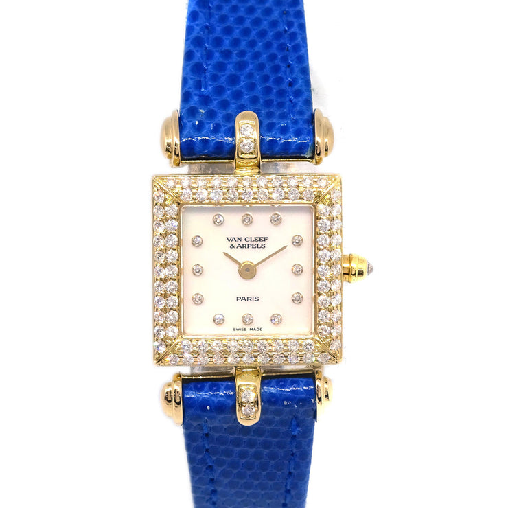 Van Cleef & Arpels Ref.131964 YG Diamond Quartz Watch 18KYG Blue