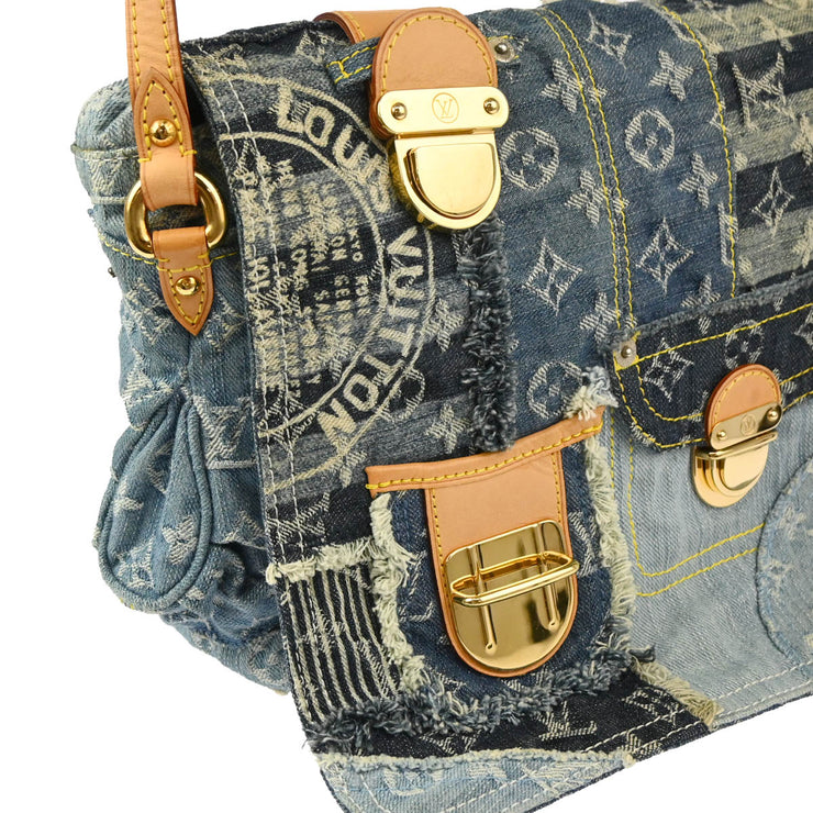 Louis Vuitton 2007 Monogram Denim Patchwork Postie 2way Shoulder Handbag M95374