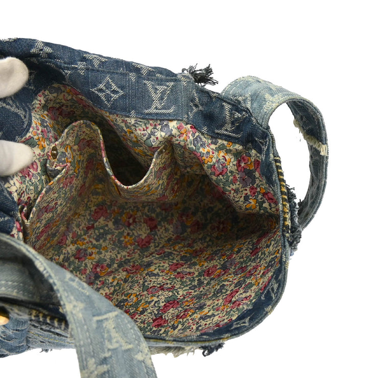 Louis Vuitton 2007 Monogram Denim Patchwork Postie 2way Shoulder Handbag M95374