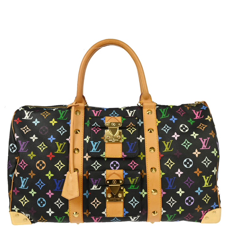 Louis Vuitton 2003 Black Monogram Multicolor Speedy 45 Handbag M92640